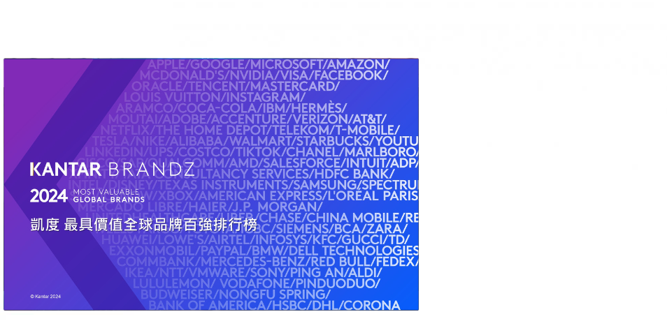 2024 Kantar BrandZ 最具價值全球品牌百強排行榜 正式公布 !